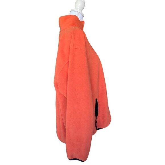 Devon & Jones Men's Sz Large Fleece Sweater Orange 2 Pockets 1/4 Zip Husky Dog - Picture 5 of 11